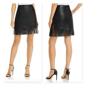 Bagatelle Variations Faux Leather Fringe Skirt